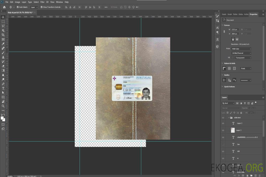 Photolook d'identité du Portugal AVANT template Photolook d'identité du Portugal AVANT template